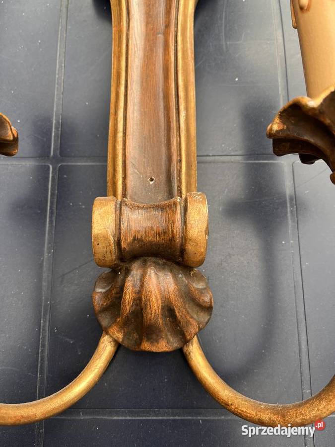 Drewniane kinkiety rzeźbione świeczniki na sprzedam