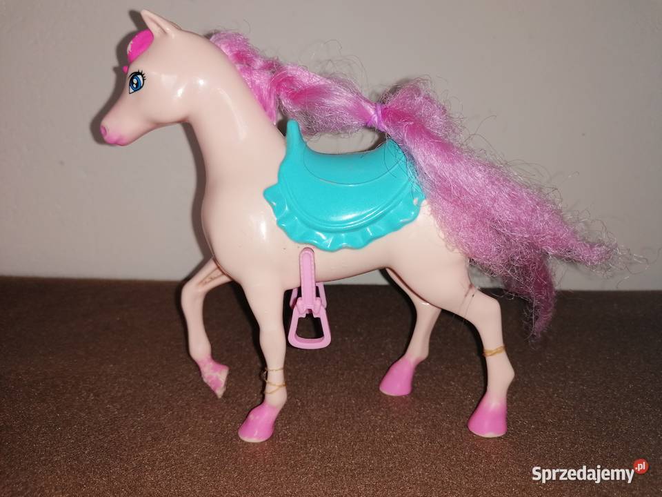 Konik lalki BarbieKoń kremowy zielone siodło Łódź