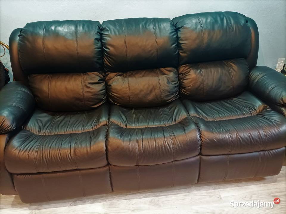 sofa z skóry naturalnej,3 osobowa z funkcja spania materac p
