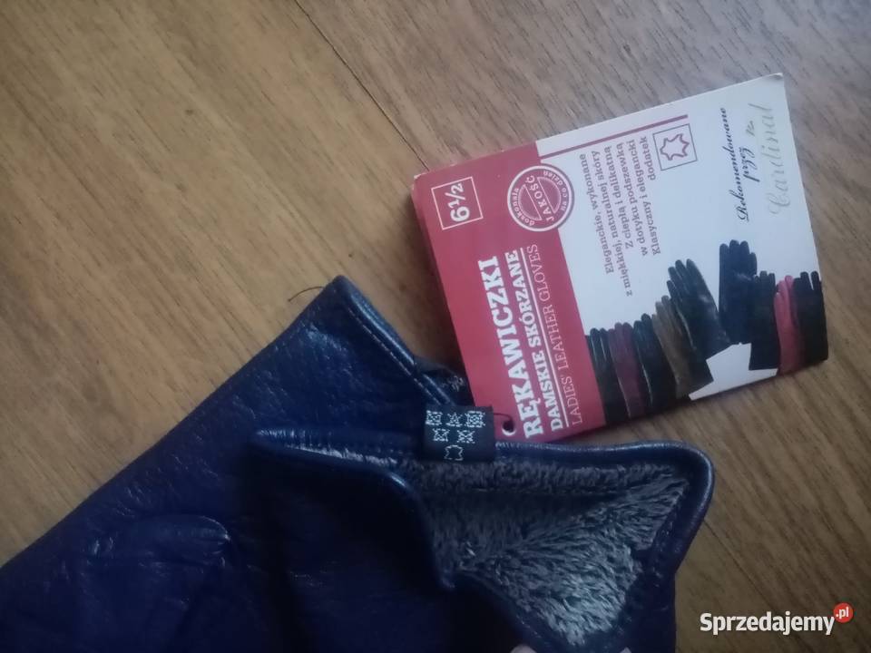 Rękawiczki damskie skórka Niebieskie 65 pomorskie