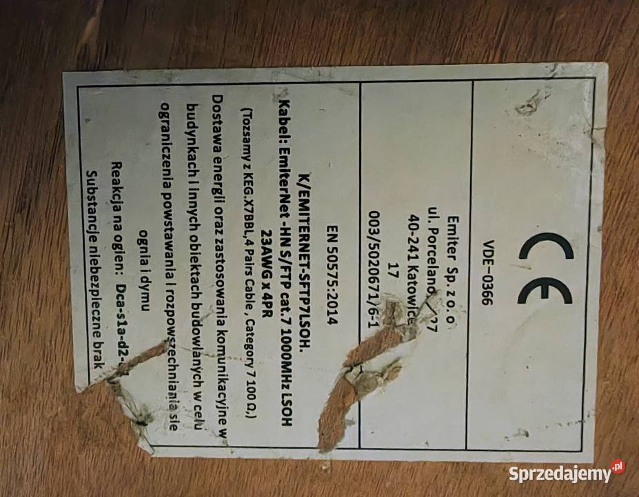 Kabel SFTP Cat7 Kat 7 EmiterNet 1000MHz LSOH łódzkie Łódź