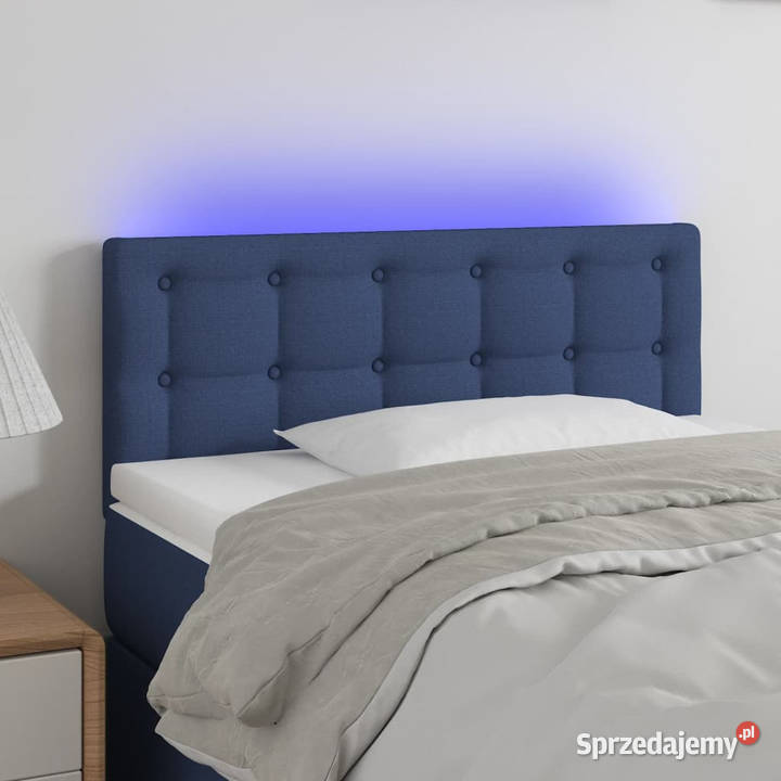 Zagłówek do łóżka z LED niebieski 100x5x7888