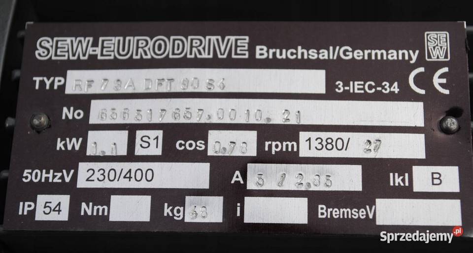 Motoreduktor kołnierzowy 15kw 86obrmin SEW lubuskie Kargowa