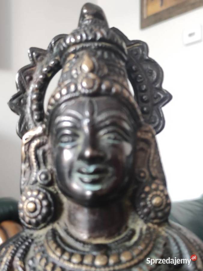 Antyczna rzeźba z brązu Bogini Saraswati duża 5