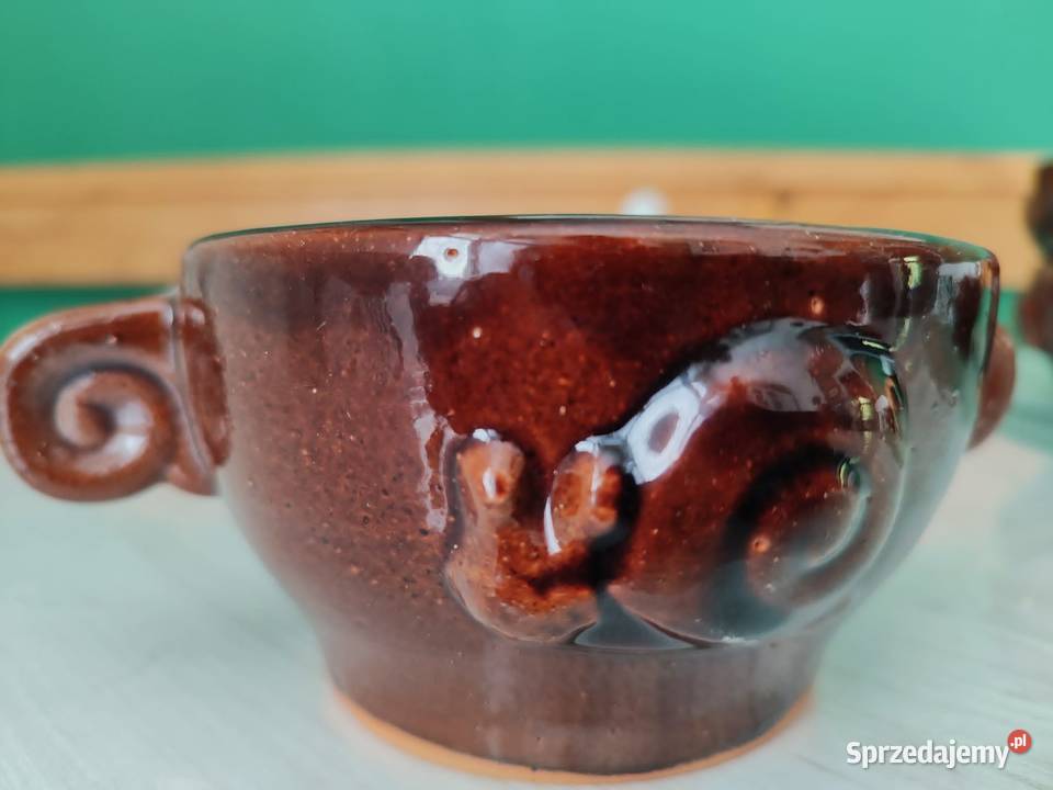 Ceramiczne szkliwione bulionówki ozdobne 5 sztuk Gdańsk sprzedam