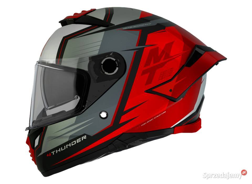 KASK MT THUNDER 4 SV Pental Matt Szaro czerwony Mrągowo