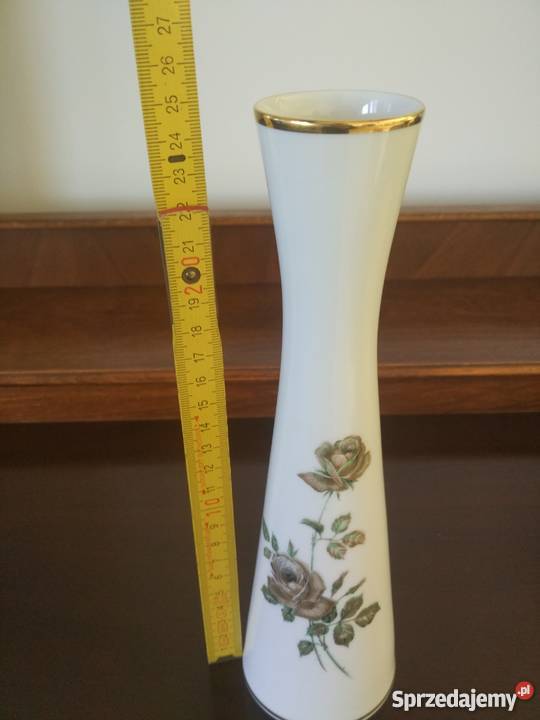 Piękny sygnowany wazon Kir zielona róża Porcelana i szkło Ropa