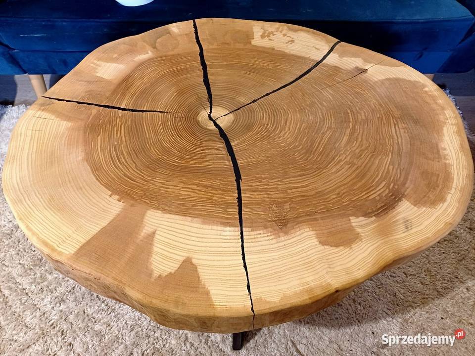 Stolik kawowy 82x71 plaster drewna loft ława wielkopolskie Śrem