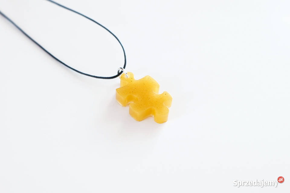 Wisiorek puzzel z żywicy epoksydowej kolor złoty Warszawa sprzedam