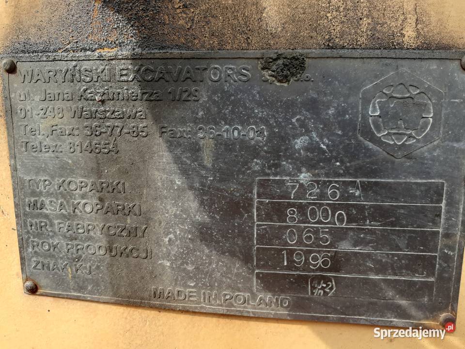Sprzedam koparke Warynski Rok produkcji 1996 mazowieckie Sierzchów sprzedam
