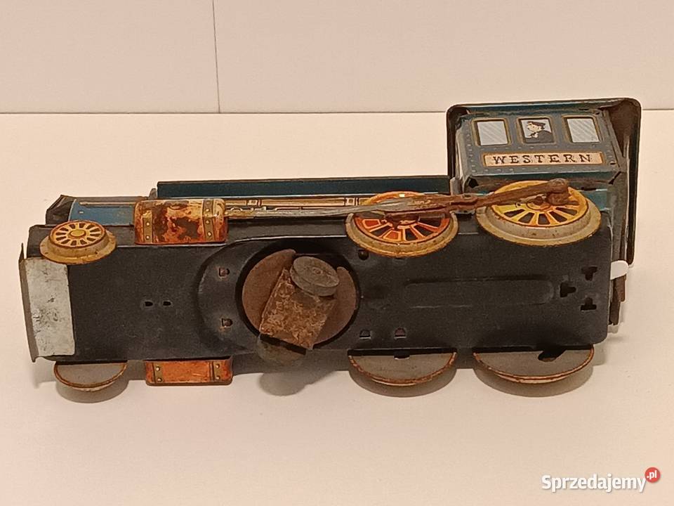 Stara blaszana zabawka LOKOMOTYWA elektryczna