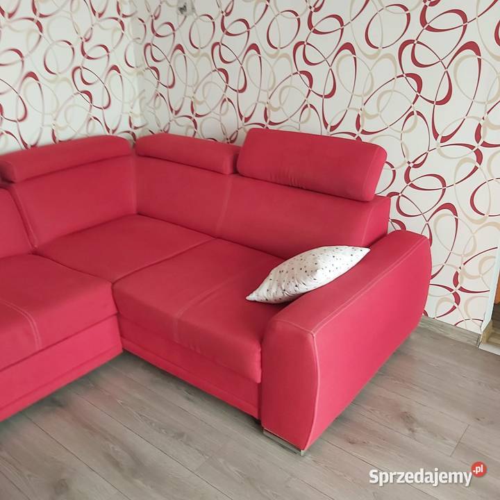 Czerwona sofa narożna z funkcją spania 260x190 Chorzów