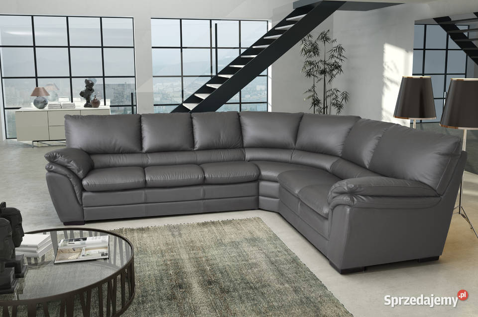 Klasyczny Narożnik Skóra Naturalna Meble Wanat 299cm Woźniki