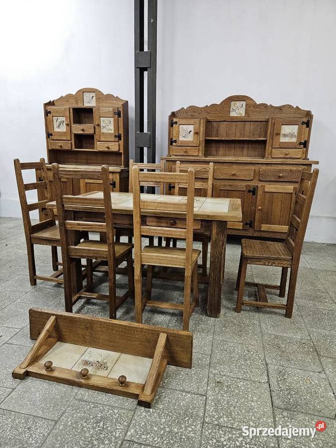 Dębowa jadalnia komplet rustykalny do kuchni Meble Nowy Sącz