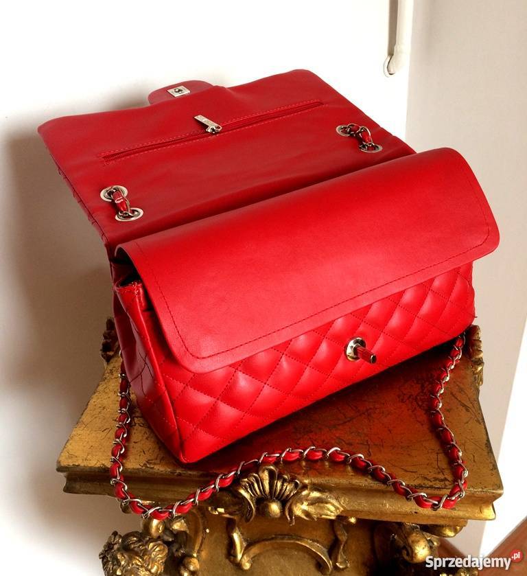 CHANEL 255 PIKOWANA TOREBKA ŁAŃCUSZEK CHANELKA czerwony Torby i torebki Bydgoszcz