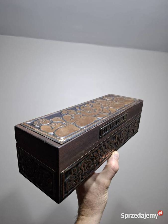 Retro pudełko skrzynka pamiątka kolejowa Kraków