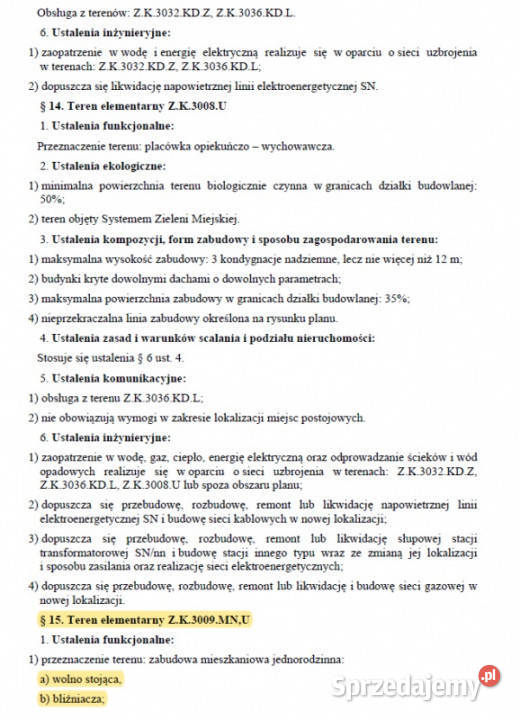 działki pod domy jednorodzinne Krzekowo sprzedam