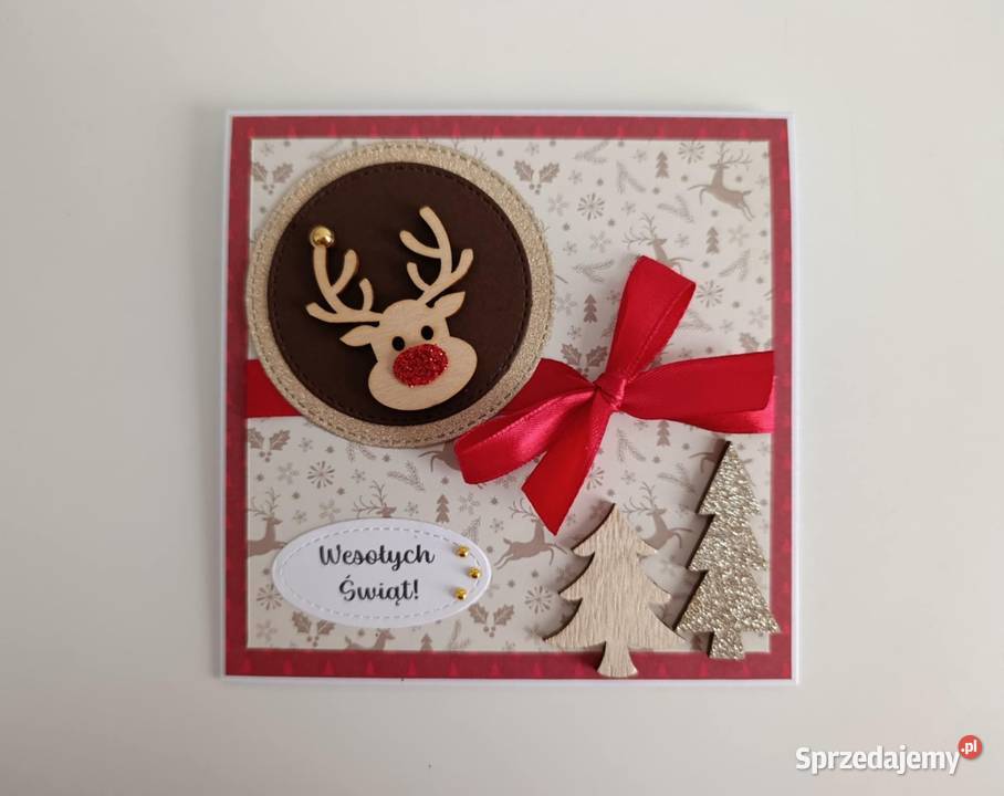 Kartka ręcznie robiona handmade świąteczna Boże Łódź