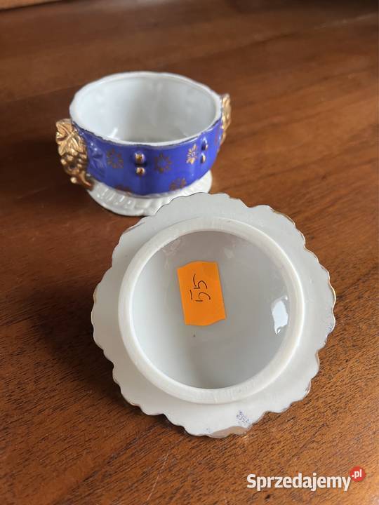 Puzderko szkatułka Kobalt Złoto Porcelana i szkło Gdańsk sprzedam