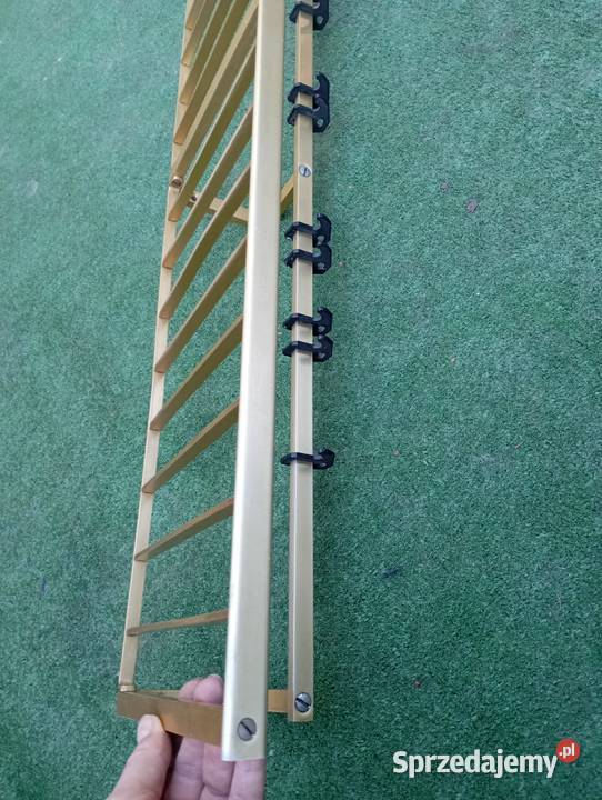 Wieszak ścienny PRL Vintage metalowy srebrny 90 Poznań