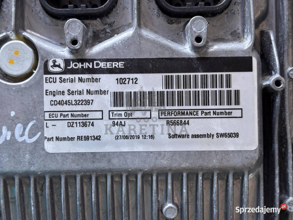 John Deere Sterownik Komputer Moduł DZ113674 wielkopolskie Jastrzębniki