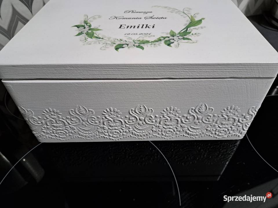 Kuferek komunijny konwalie duży personalizowany Kędzierzyn-Koźle