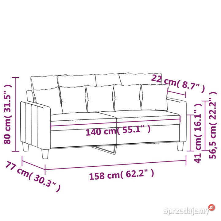 Sofa 2osobowa kolor taupe 140 tapicerowana mazowieckie