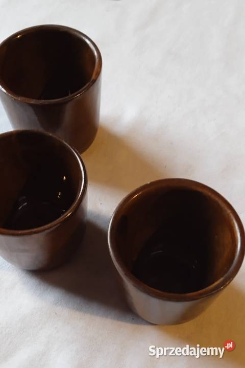 Ceramiczne szkliwione kubeczki Pruszków PRL Porcelana i szkło Koźminek