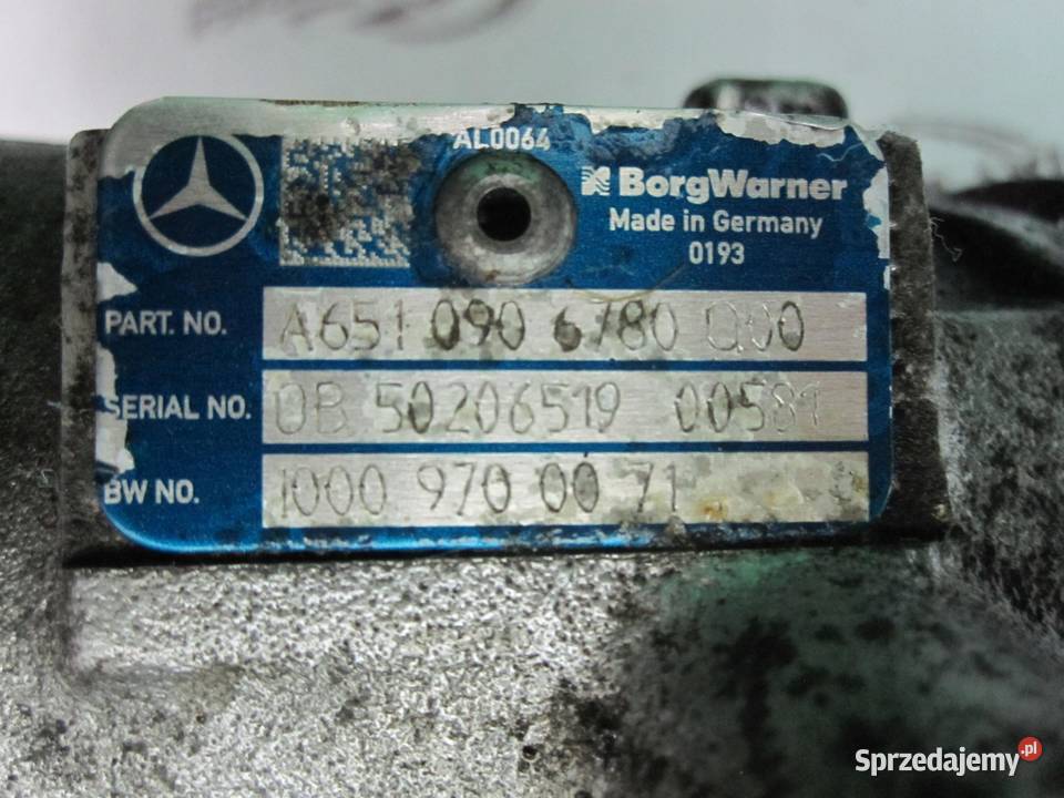 MERCEDES C 22 CDI 12r turbosprężarka A6510906780 Osłony i zaślepki