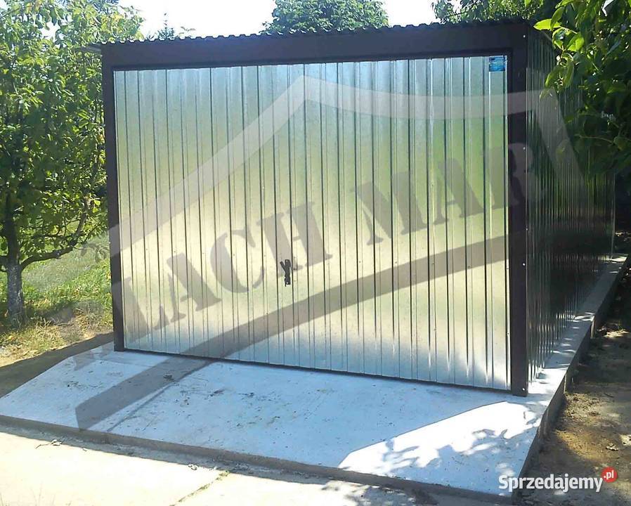 Garaż blaszany 3x5 ocynk z uchylną bramą do góry Kalisz