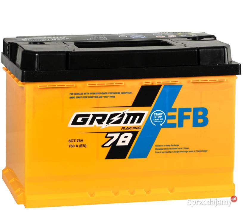 Akumulator Grom Racing EFB 78Ah 750A niski P Motoryzacja mazowieckie Płock