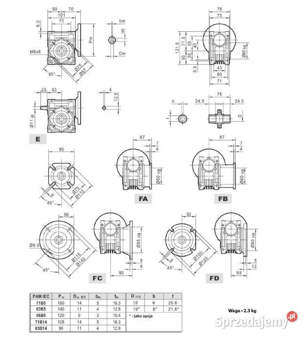 Motoreduktor Silnik 230V 037kW z przekładnią 40