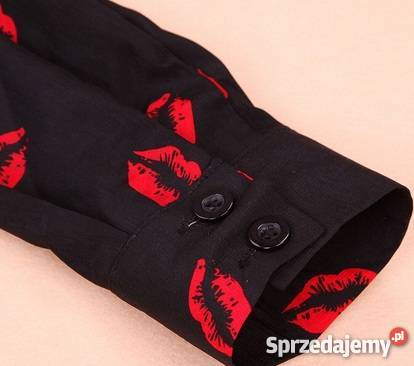 Czarna koszula motyw UST damska S Będzin