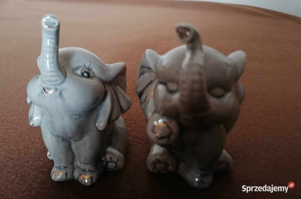 Słoniki porcelanowe paraDwie figurki wys10 Porcelana i szkło Łódź
