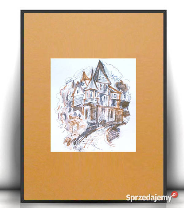 uliczka plakat 30x40 rysunek w ciepłych kolorach Bydgoszcz