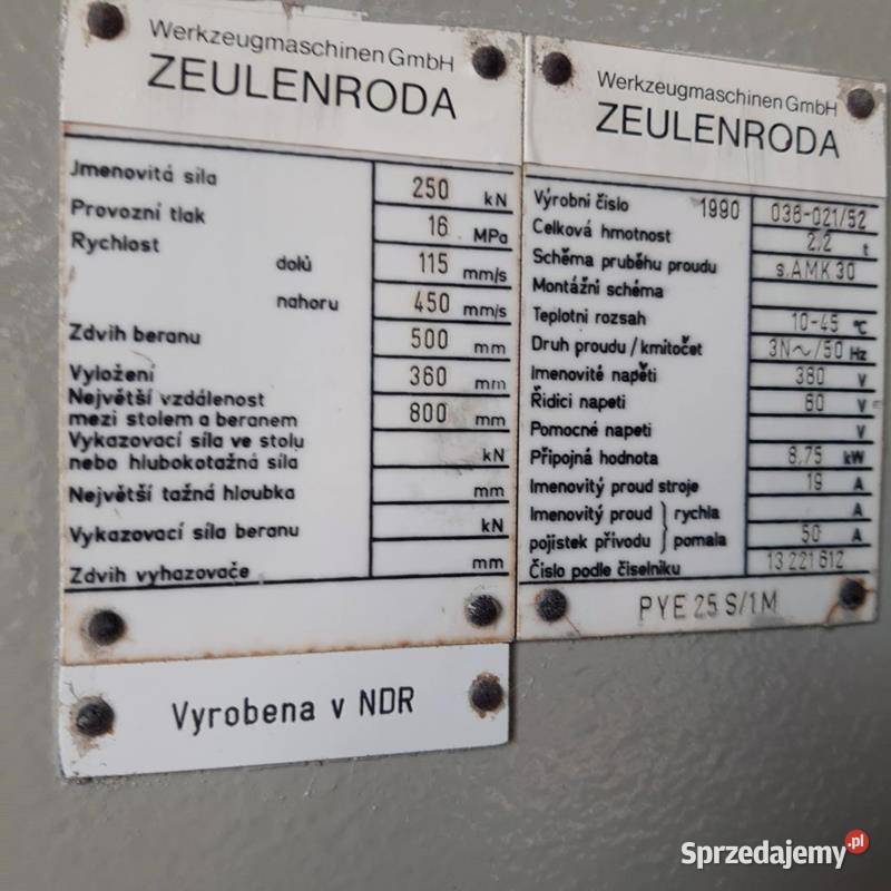 Prasa hydrauliczna WMW PYE 25 S1M 4000000 Netto kujawsko-pomorskie