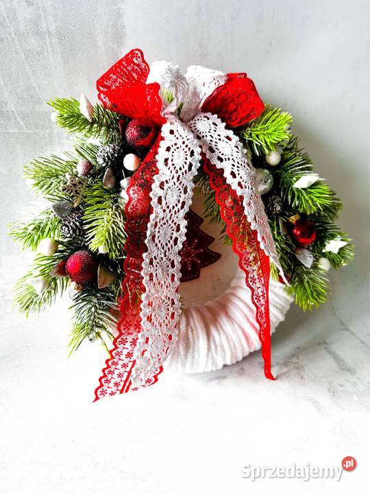 Wianek świąteczny czerwony rozmiar M Zielona Góra