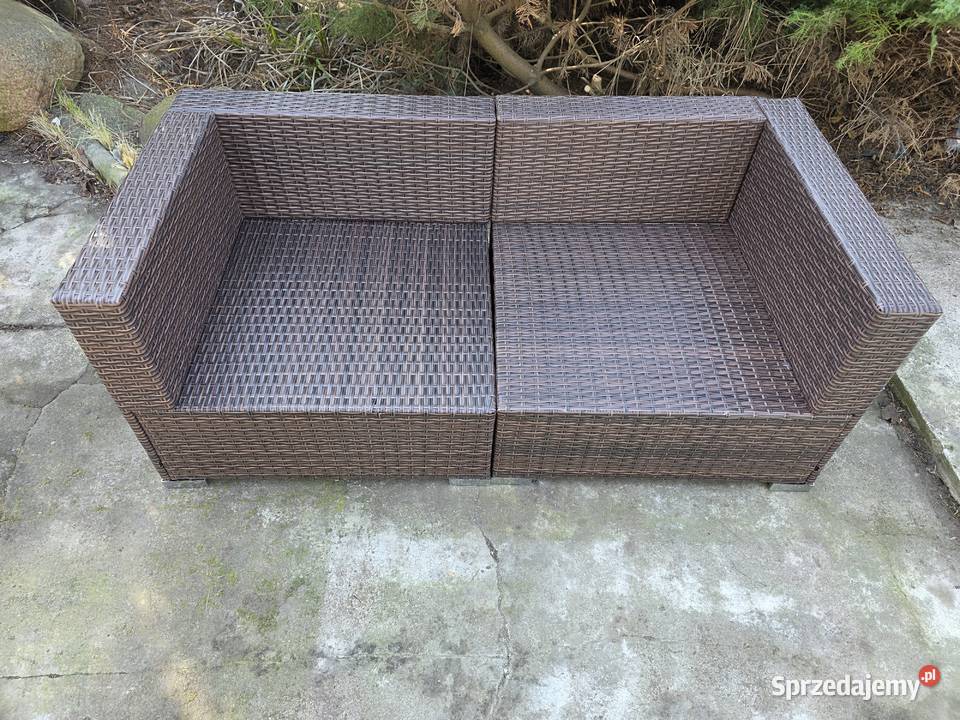 Sofa do ogrodu z poduszkami ecru 2osobowa brąz Wschowa