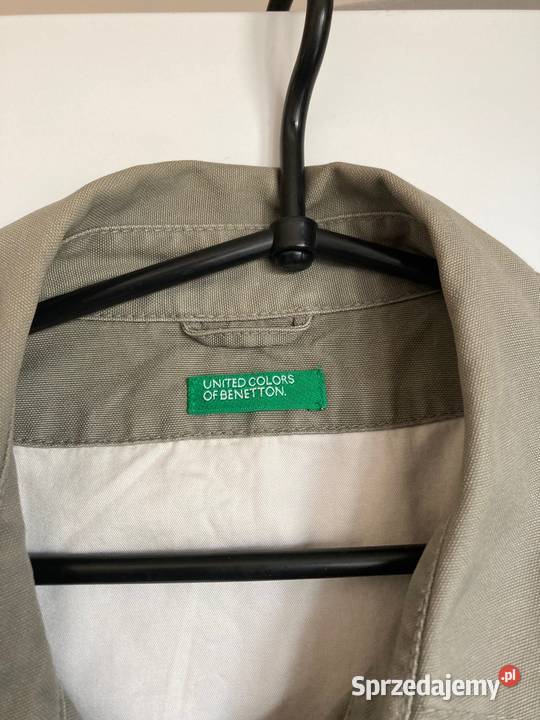 Jeansowa wiatrówka kurtka khaki Benetton unikat Bez wzoru