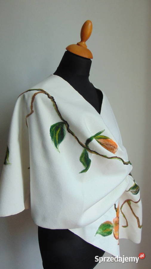 Ponczo narzutka aplikacja z wełny merunosa Lublin sprzedam