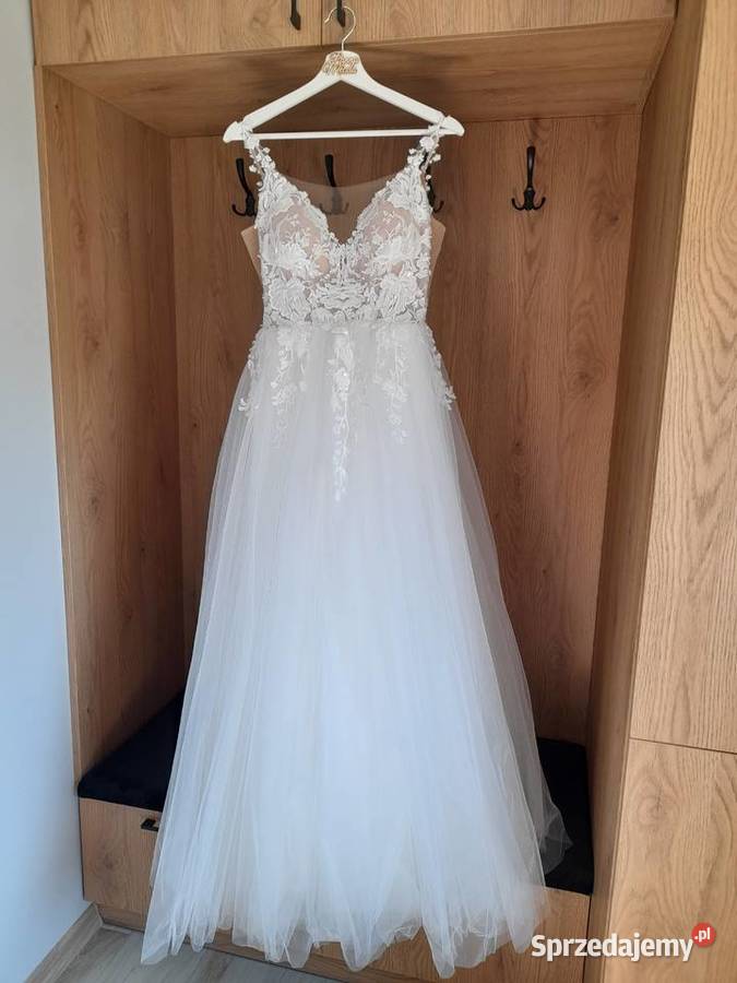 Suknia ślubna brokatowa śmietankowa bogato Ciężkowice