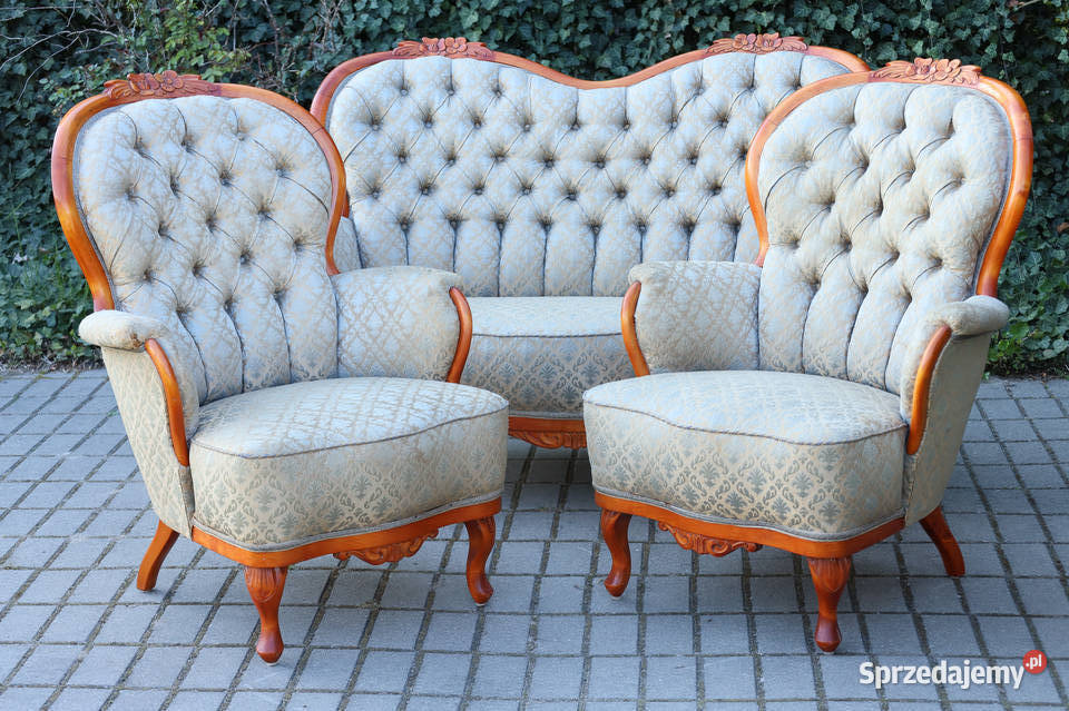 ARTexpert Zestaw sofa 2 fotele Ludwik berżera