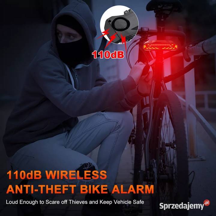 Lampka światło rowerowe tylne alarm pilot Tuszyn sprzedam