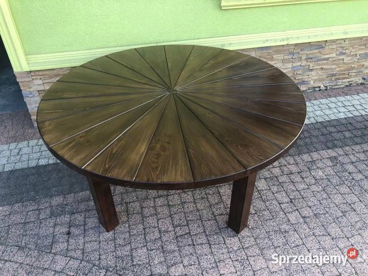 Stół ogrodowy drewniany okrągły 200 180 160 150 Dębica