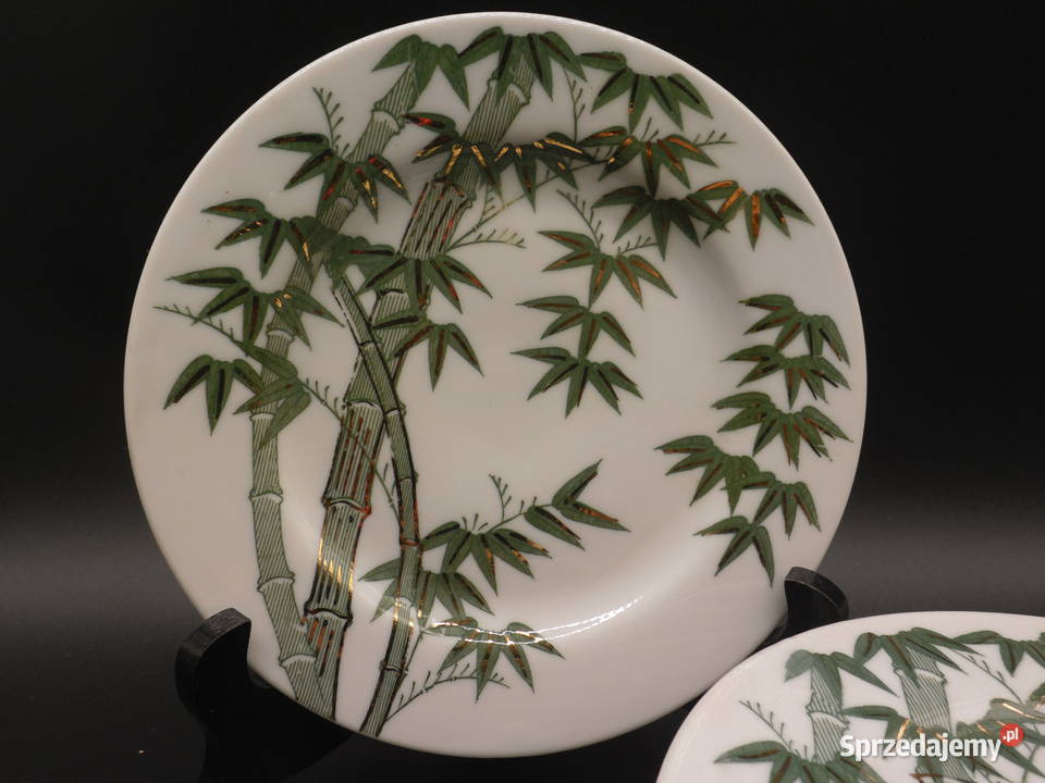 Talerze z motywem zielonego bambusa wielkopolskie Raszków