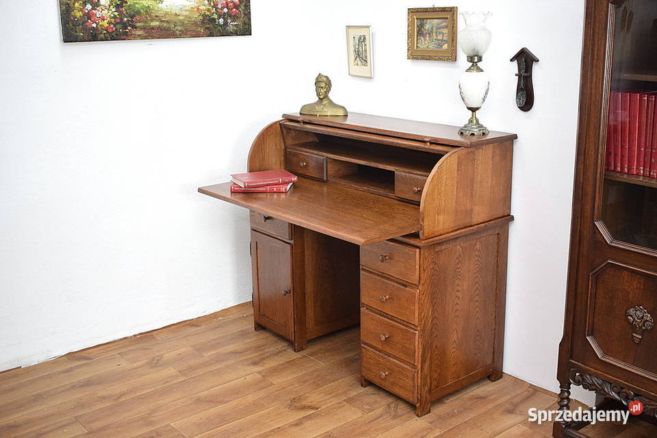 DĘBOWA SEKRETERA Z ROLETĄ BIURKO SEKRETARZYK Meble Świdnica