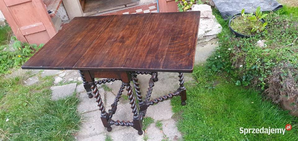 Rozkładany stół styl vintage barley twist lite Wleń