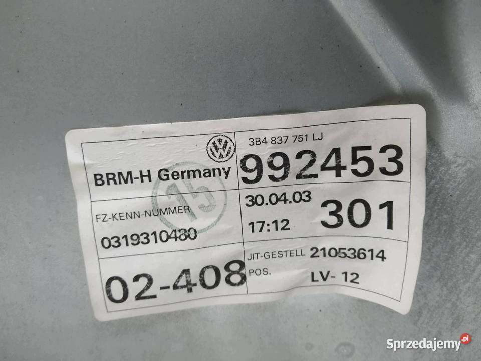 MECHANIZM SZYBY LEWY PRZÓD 3B4837751LJ świętokrzyskie