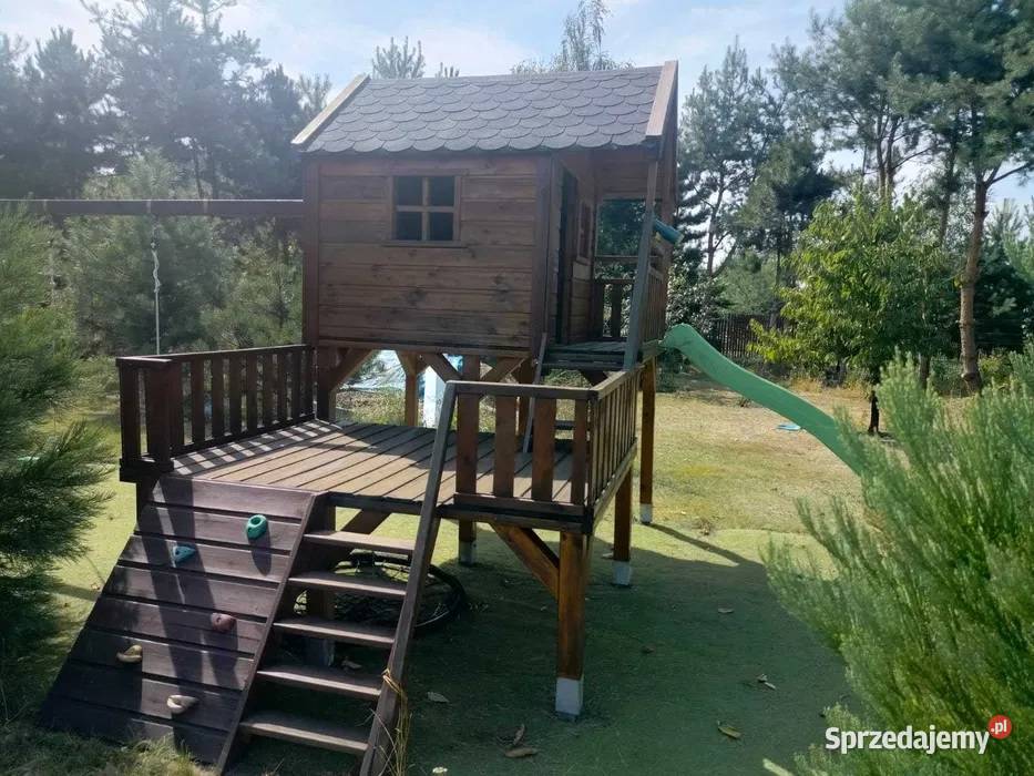 duży domek drewniany dzieci stan powiększony Chrząstawa Mała