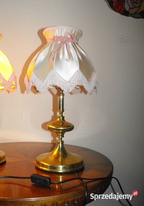 Dwie mosiężne lampki nocne z abażurami Dostawa Skierniewice